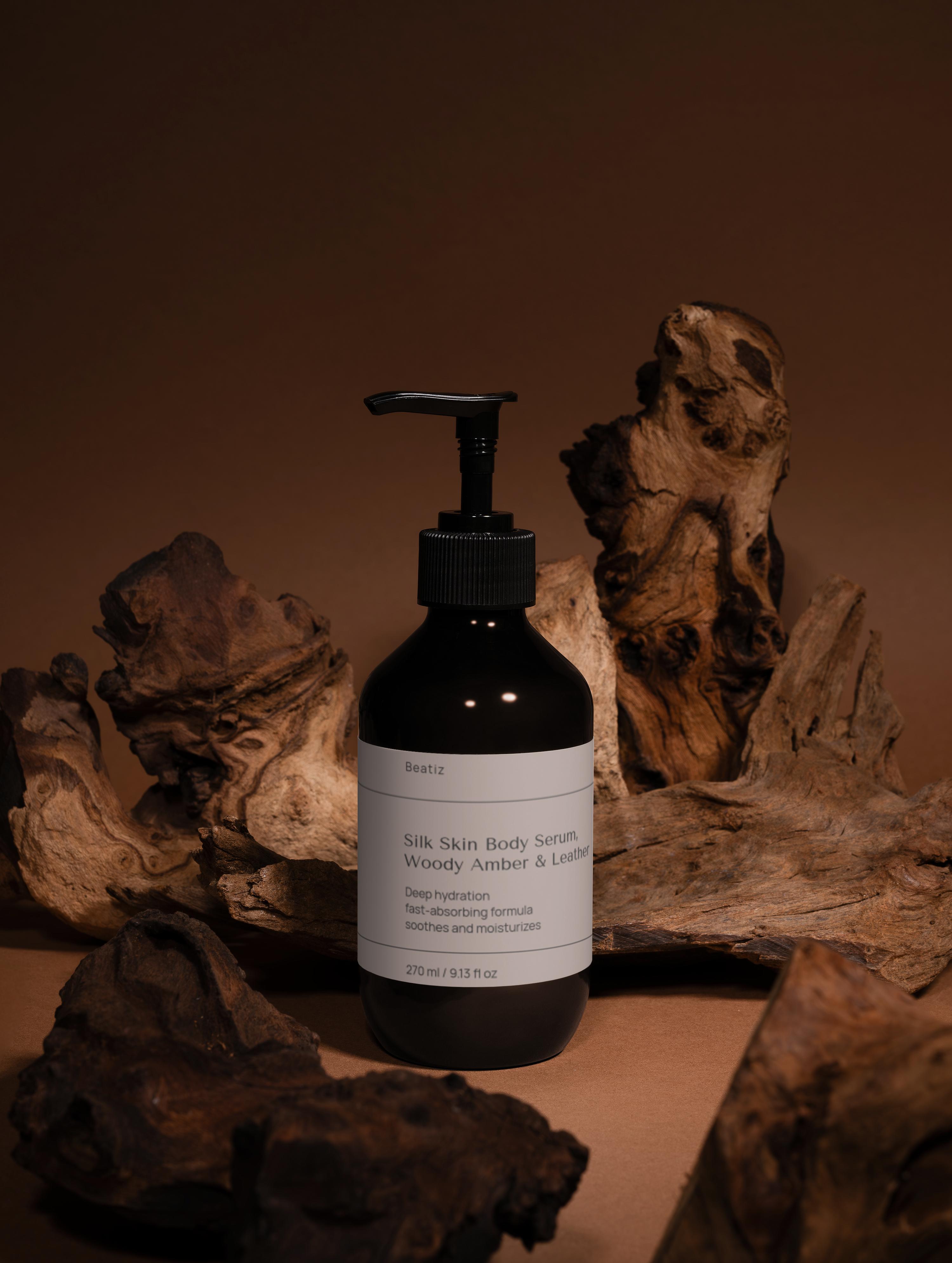 Silk Skin Body Serum, Woody Amber & Leather – Luxurious – Beatiz